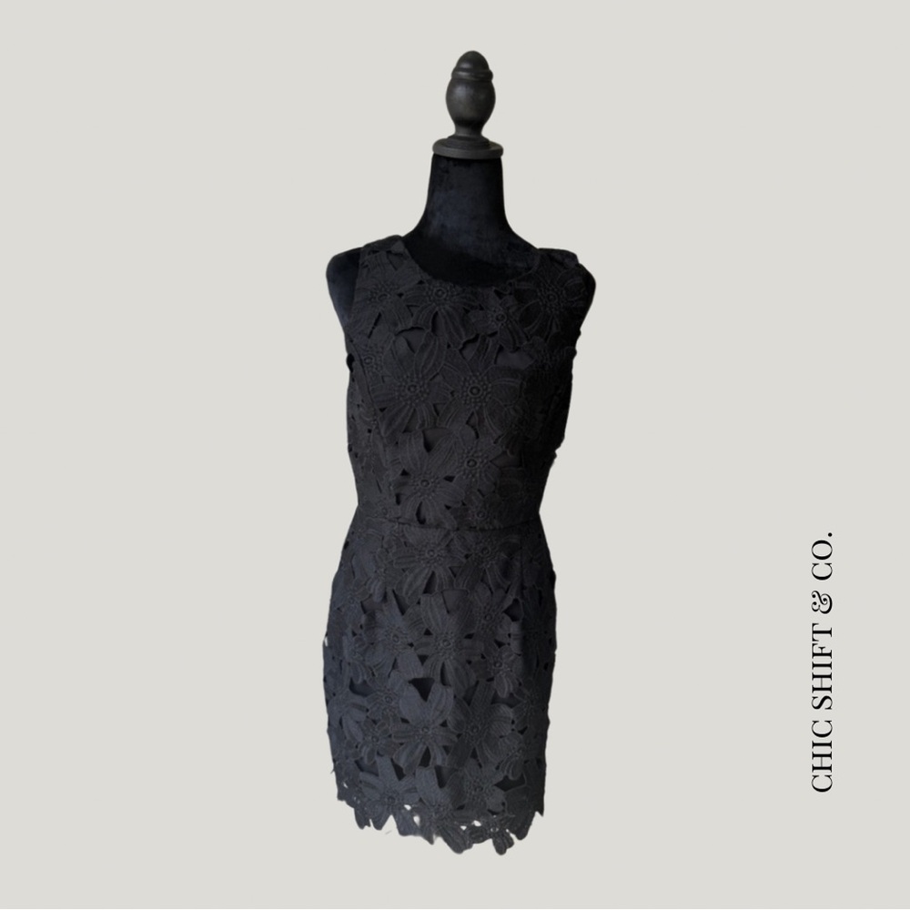 ASTR The Label Textured Floral Black Sheath Dress Size Large